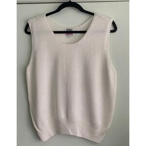 Women's FIA Italia Handwoven Sleeveless Ivory Sweater Vest Top L